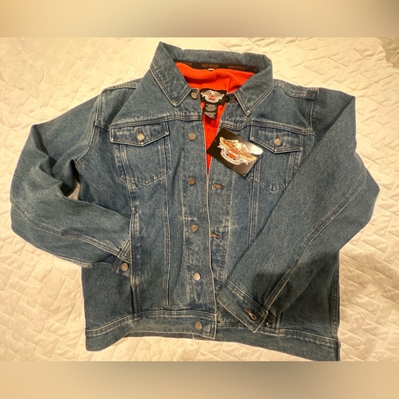 Harley-Davidson Other - Vintage HARLEY DAVIDSON mens jean jacket Sz L V-Twin Power Fleece Liner N6
